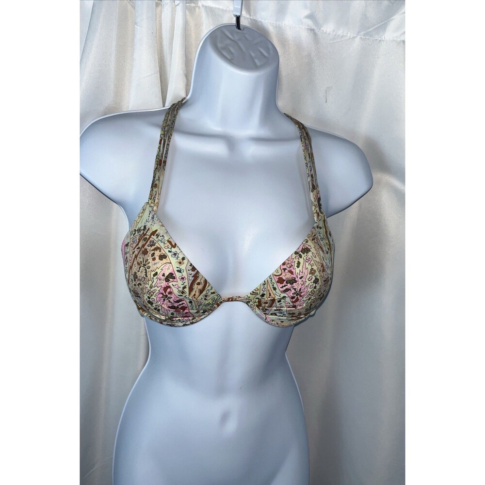 victoria secret Fabulous Macrame Paisley Padded Bikini Top 34B Beach Pool Resort